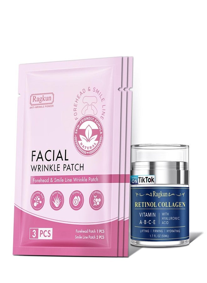 Ragkun Retinol Cream for Face, Collagen Neck Creams for Tightening and Firming, Anti Aging Day & Night Facial Moisturizer for Women & Men, Instant Face Lift Wrinkle Cream 1.7 fl. oz with Forehead Patches - Image 1